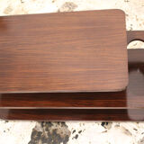 Coffee Table-Bar low laminate rosewood and chromed metal, Italy 70's
