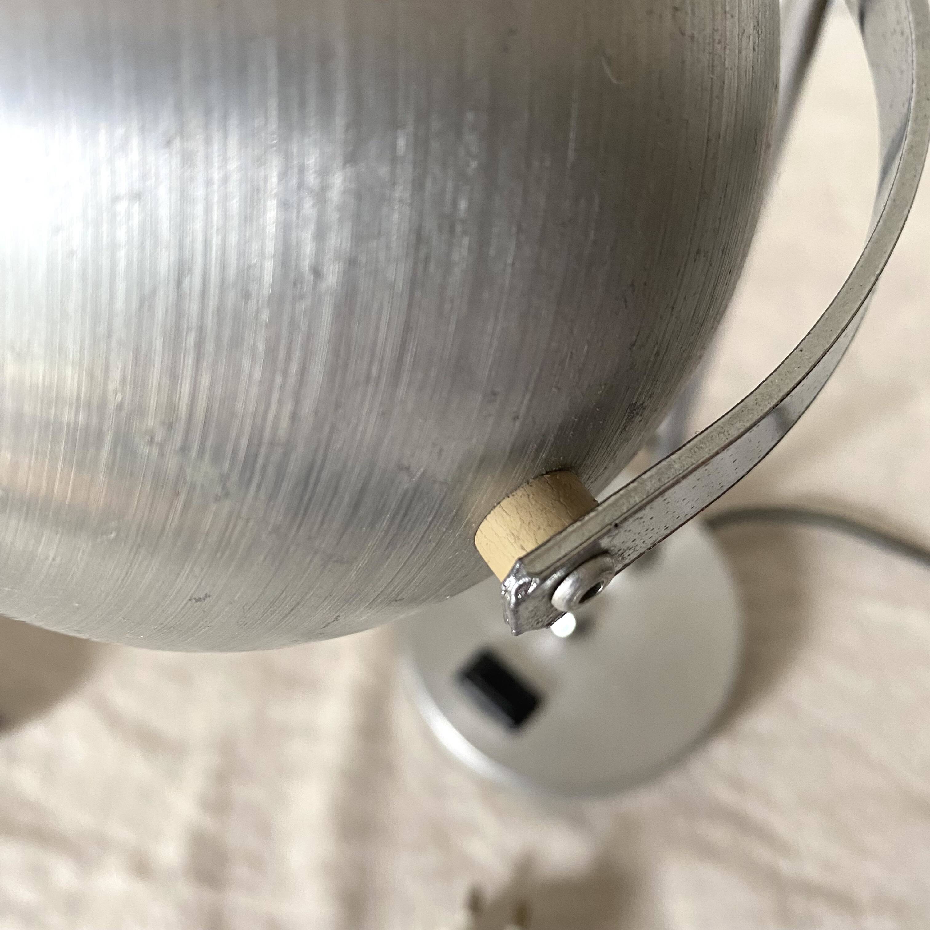 Eye ball lamp space age brushed metal 70s