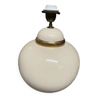 Pied lampe céramique blanc beige doré