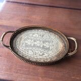 Bronze, brass and embroidery serving tray made in France