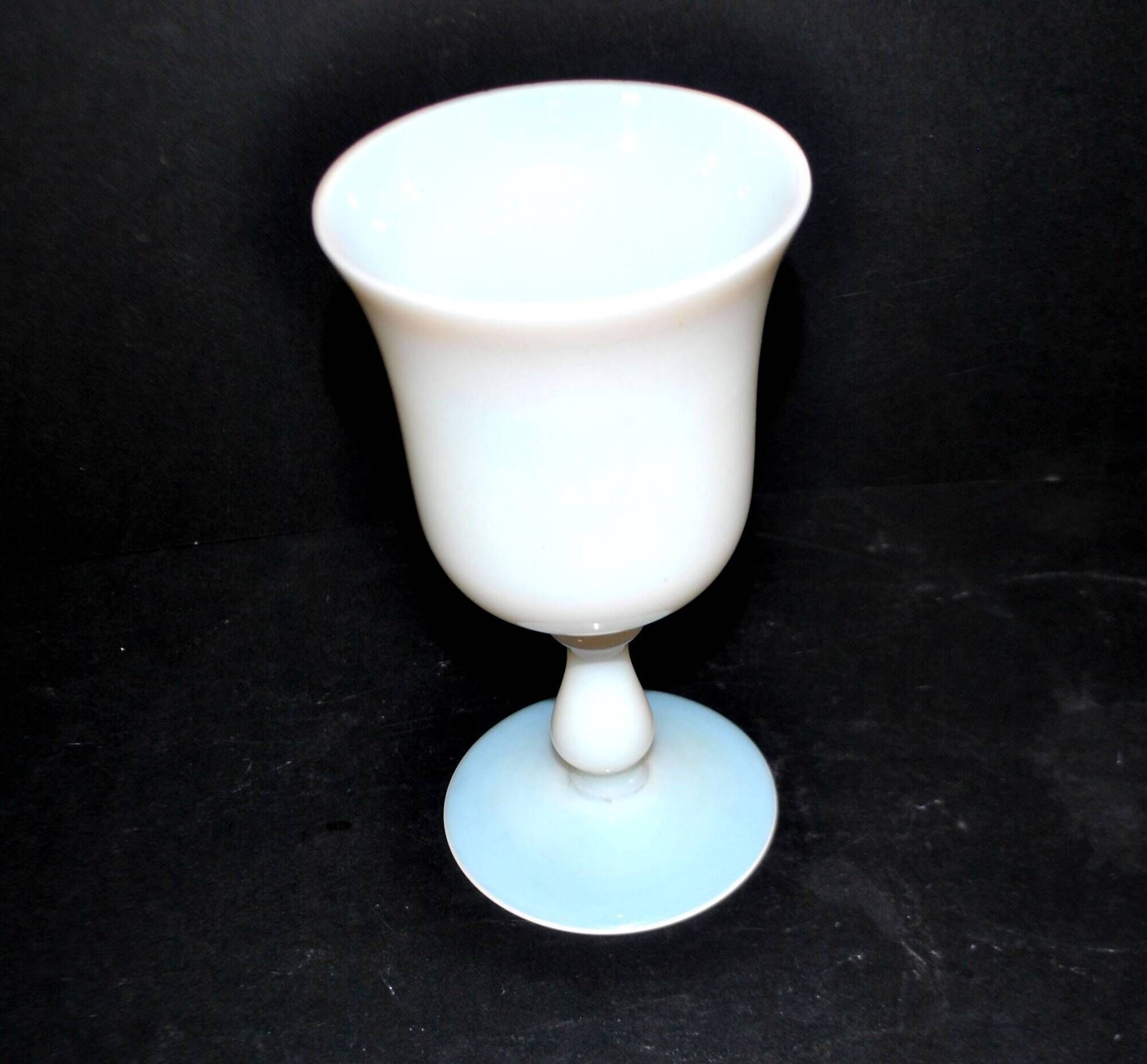 Antique footed glass in white opaline goblet chalice – Meisenthal craftsmanship?