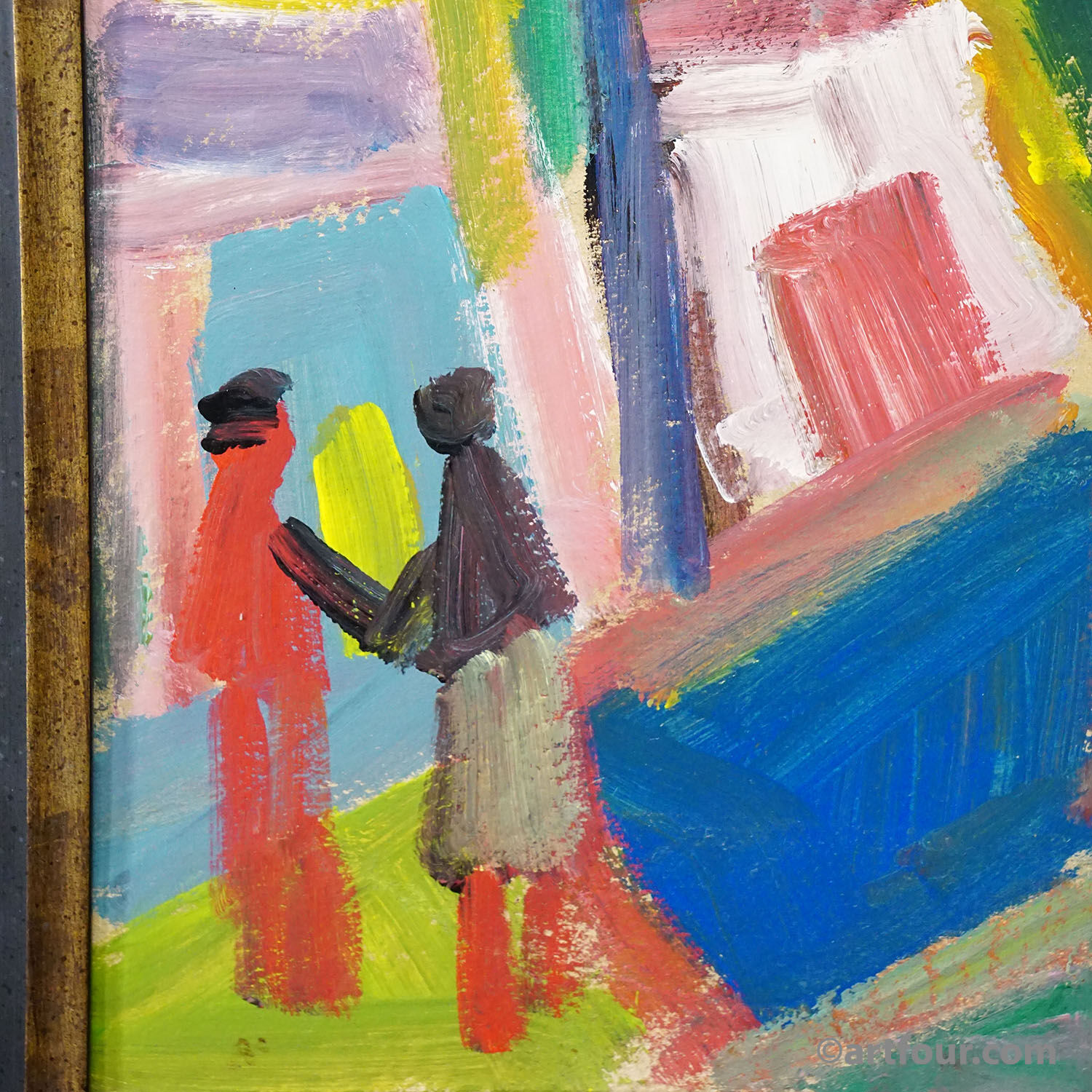 Vintage oil painting 'Bunte Szene' - Miklós Németh, 1962