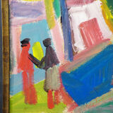 Vintage oil painting 'Bunte Szene' - Miklós Németh, 1962