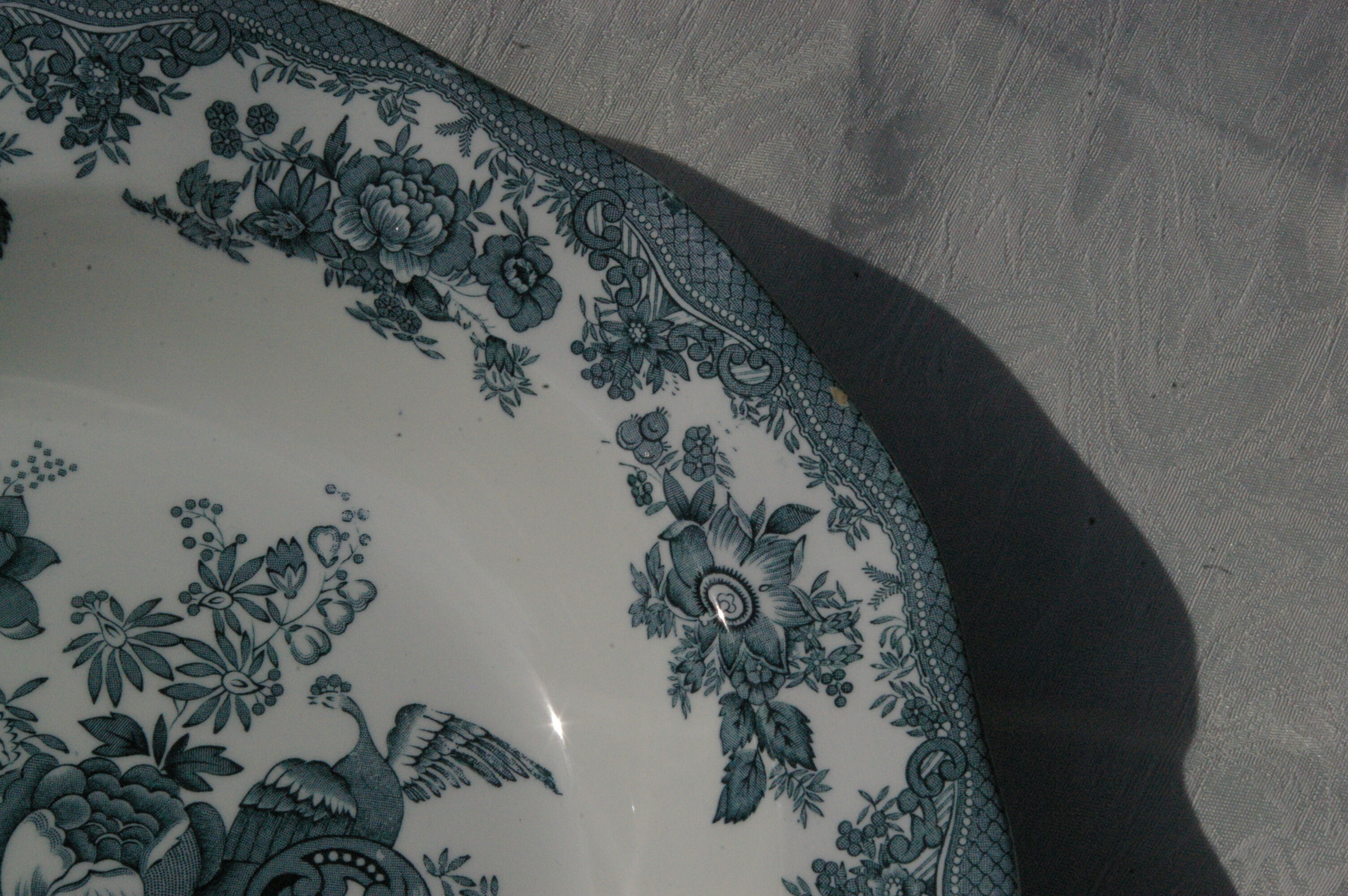 Plat rond creux Enoch Wedgwood Tunstall Ltd asiatic Pheasants bleu