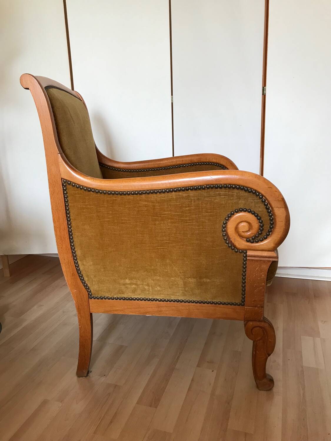 Fauteuil Bergère en acajou style Restauration époque fin XIXe