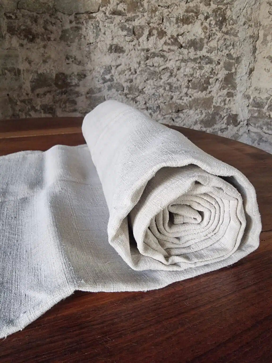 Antique French linen sheet – 19th century hand-woven hemp fabric (250×200 cm)
