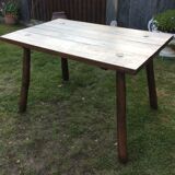 Brutalist vintage table in solid oak