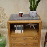 Large Art Deco bedside table in light oak