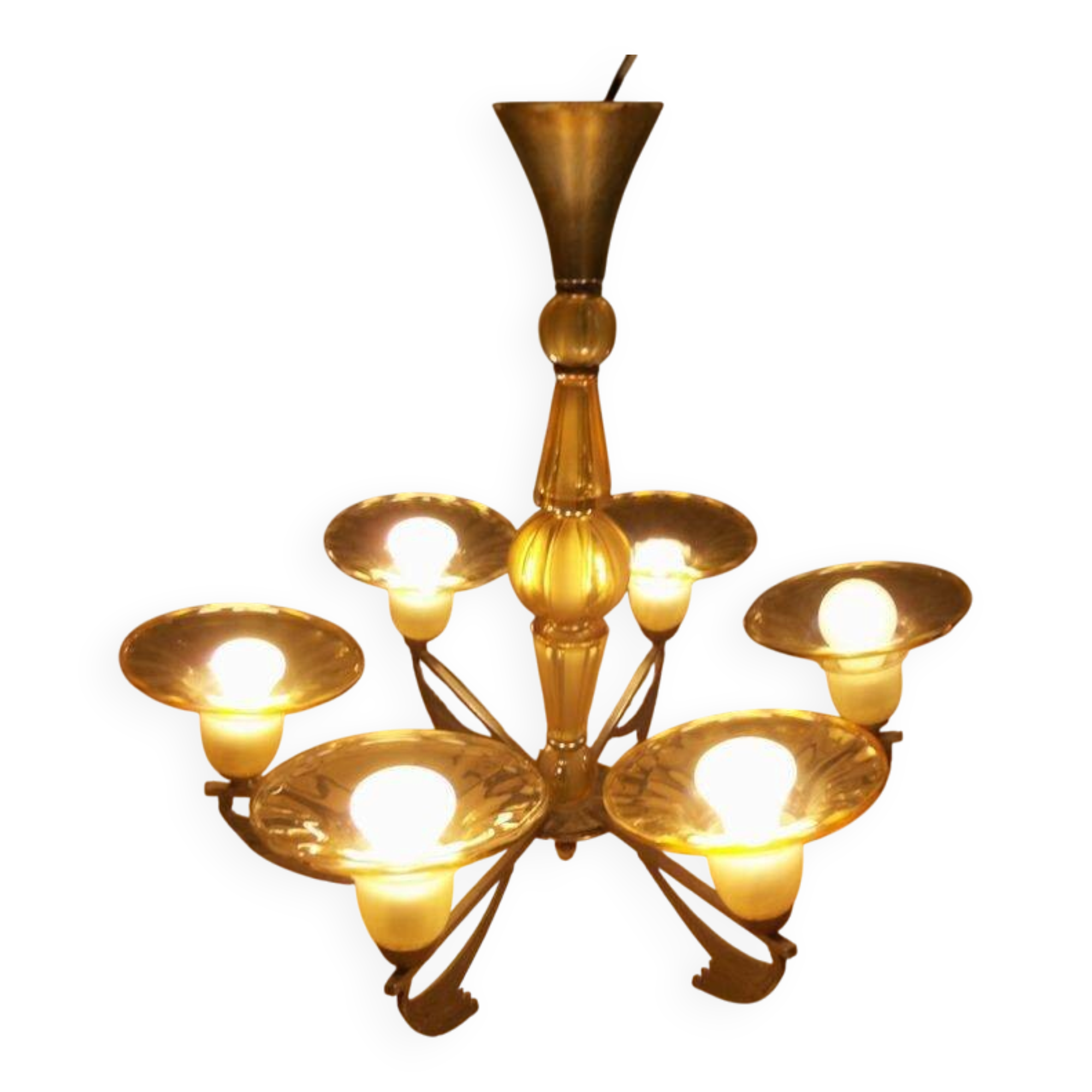 Véritable lustre art déco 6 branches