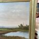 Oil painting of a riverside signed EM