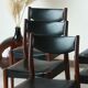 Series of 6 chairs in skai and teak