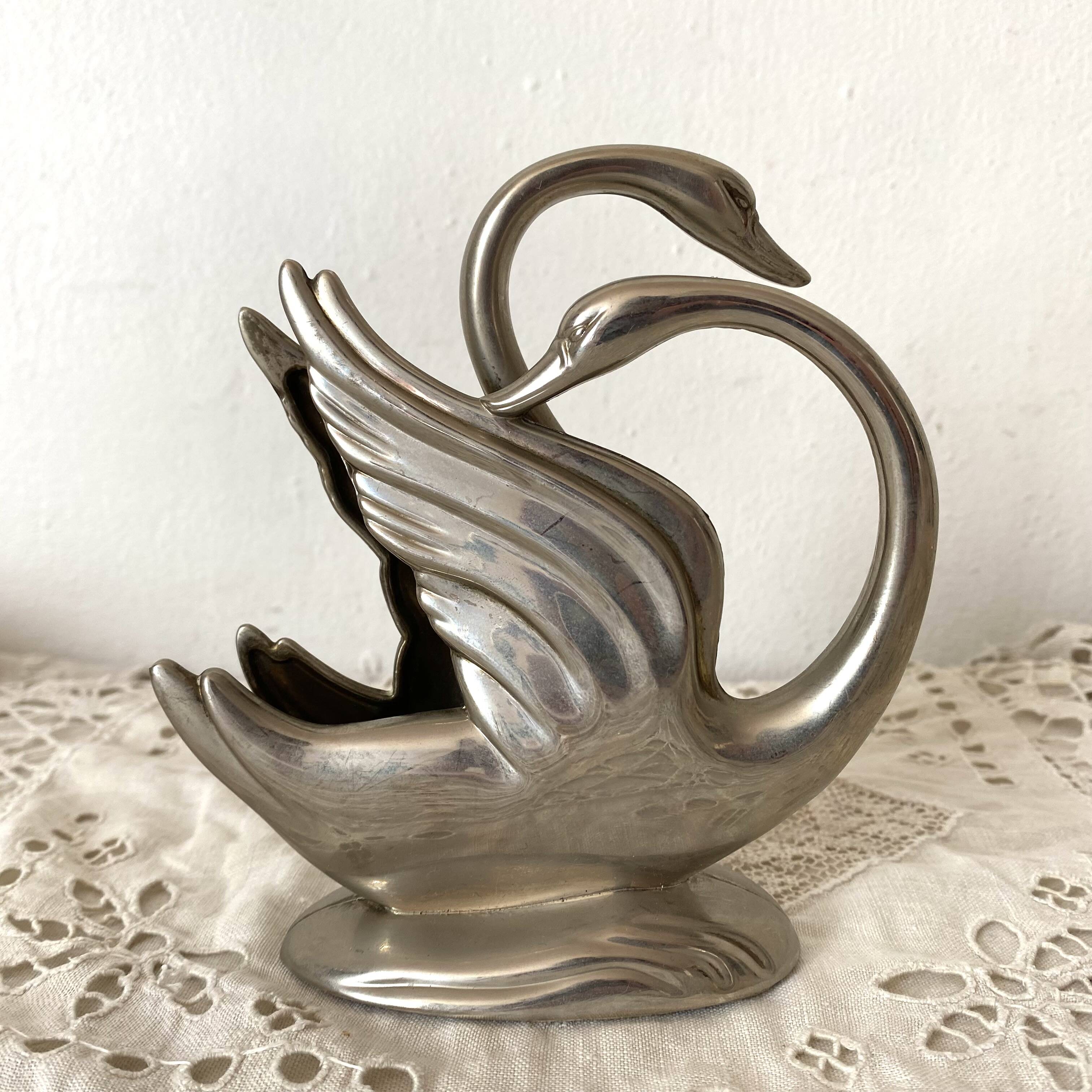 Zoomorphic letter holder, swans