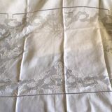Nappe japonisante en fil de lin blanc