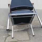 Vintage leather and teak armchair