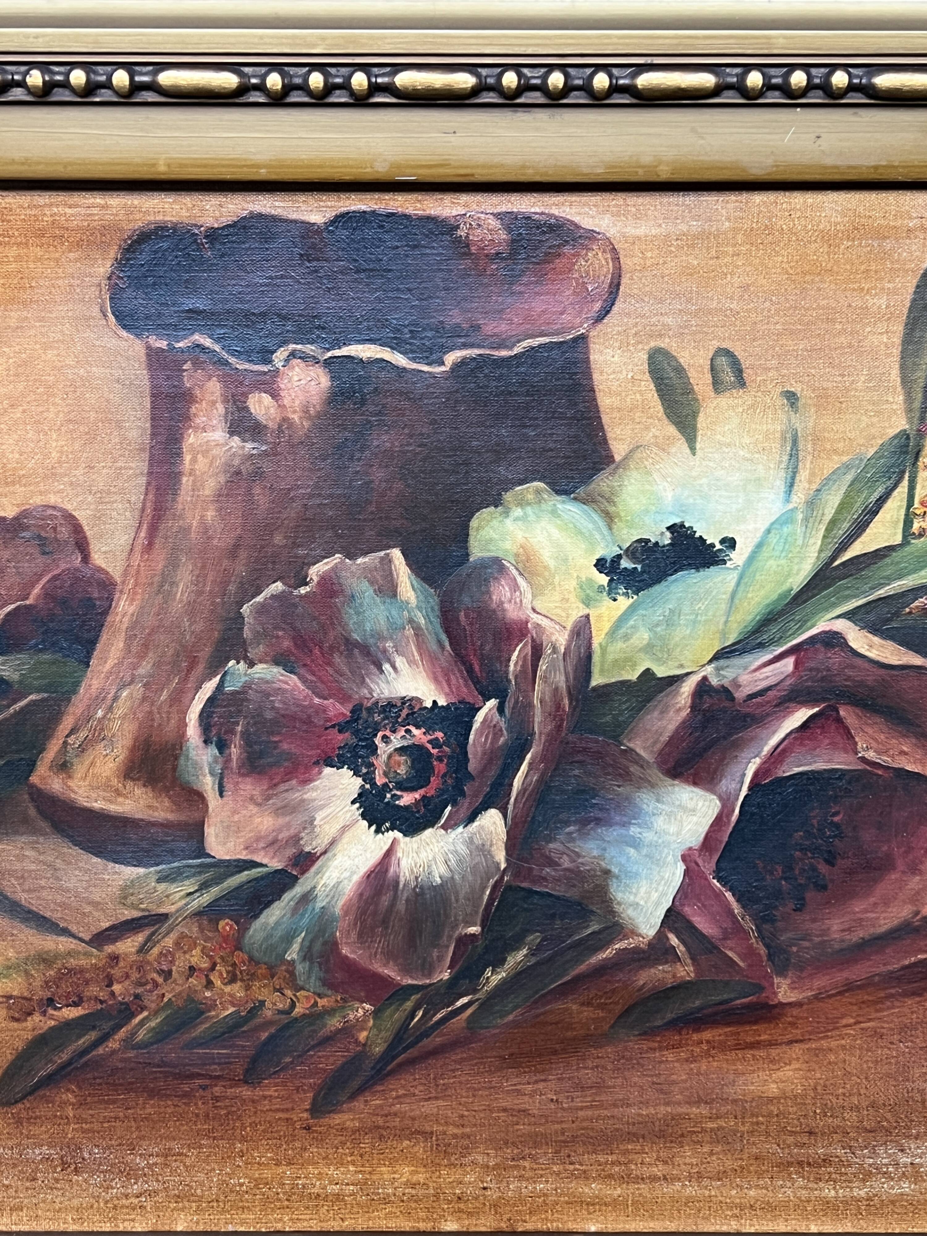 Landscape signed "Poppies". Oil on canvas.