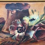 Landscape signed "Poppies". Oil on canvas.