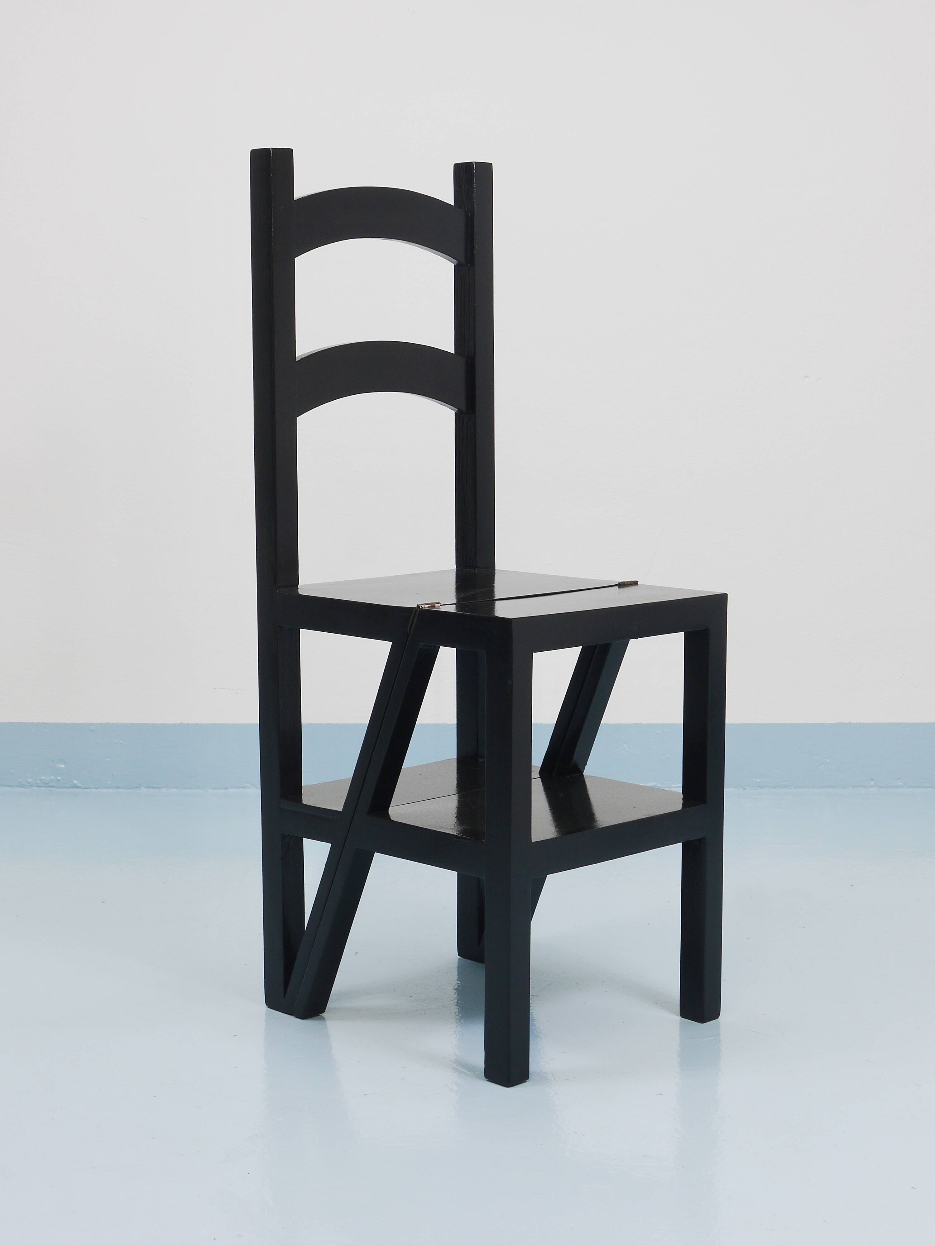 Black Metamorphic Library Steps Folding Ladder Chair, Germany, 1970s