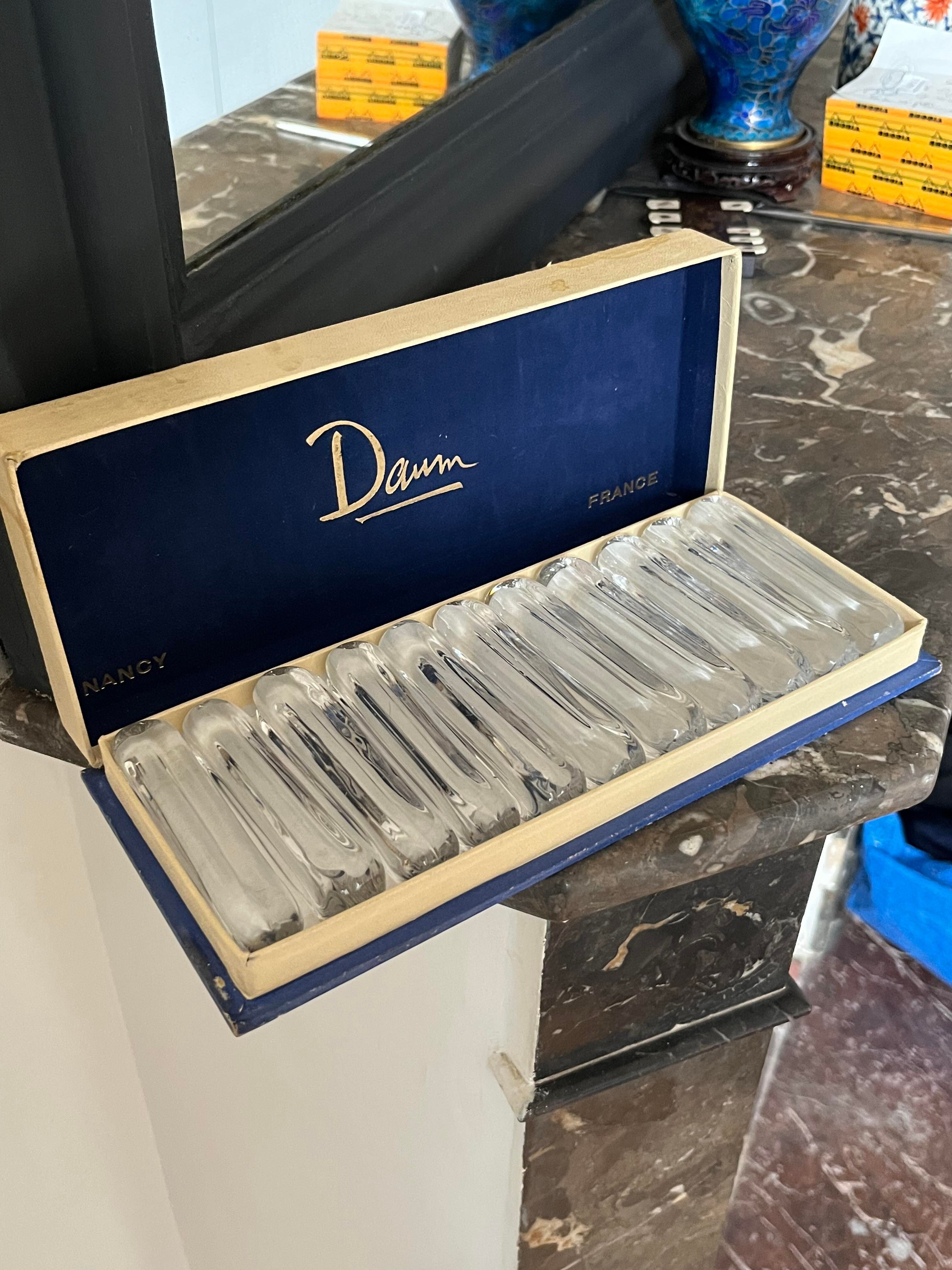 11 Daum crystal knife holder with its box