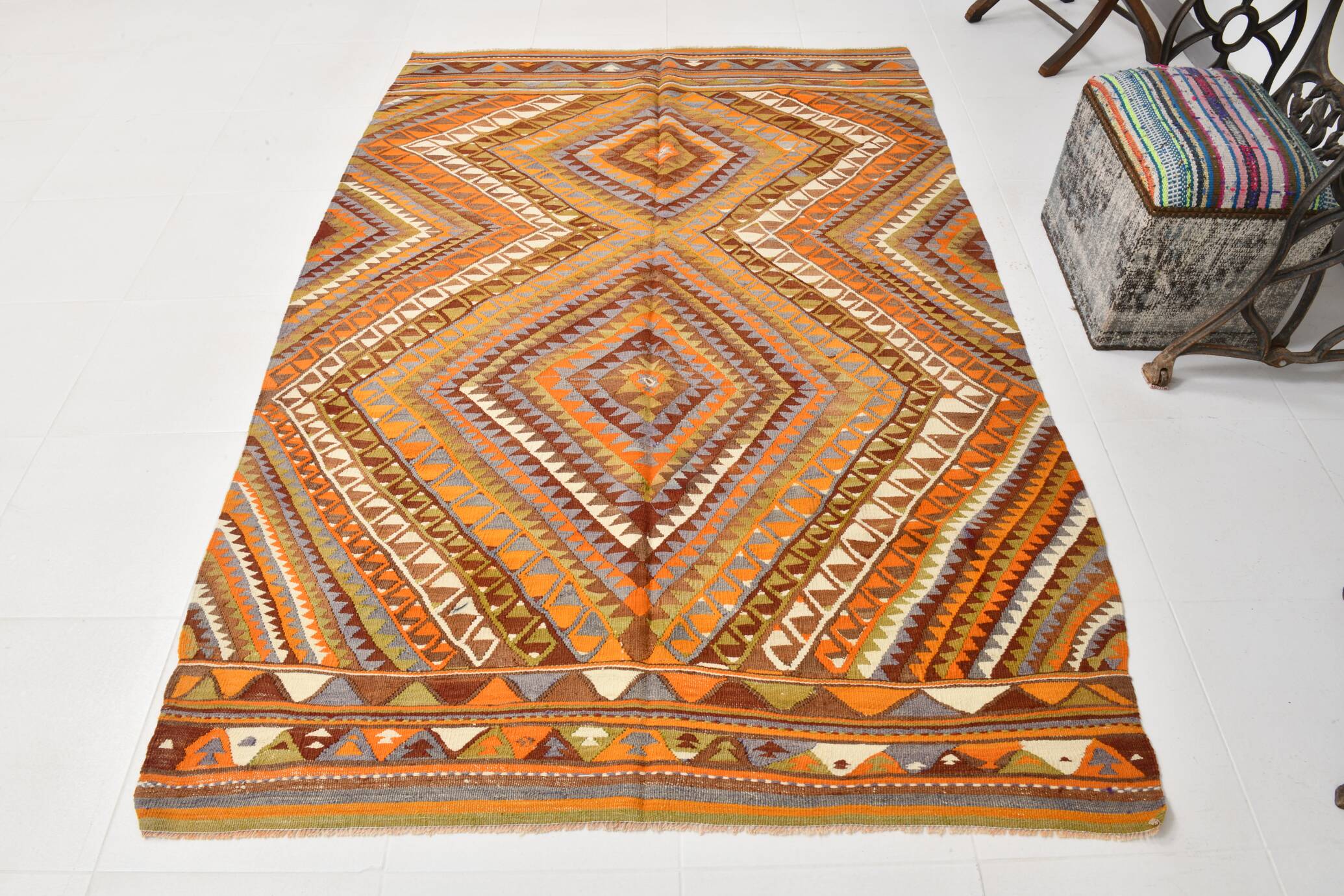 5x7 Rug For Living Room Scandinavian Vintage Kilim Rug, 155x224Cm SK 2309