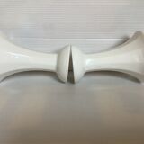 Pair of white candlesticks with faceted tulip foot
