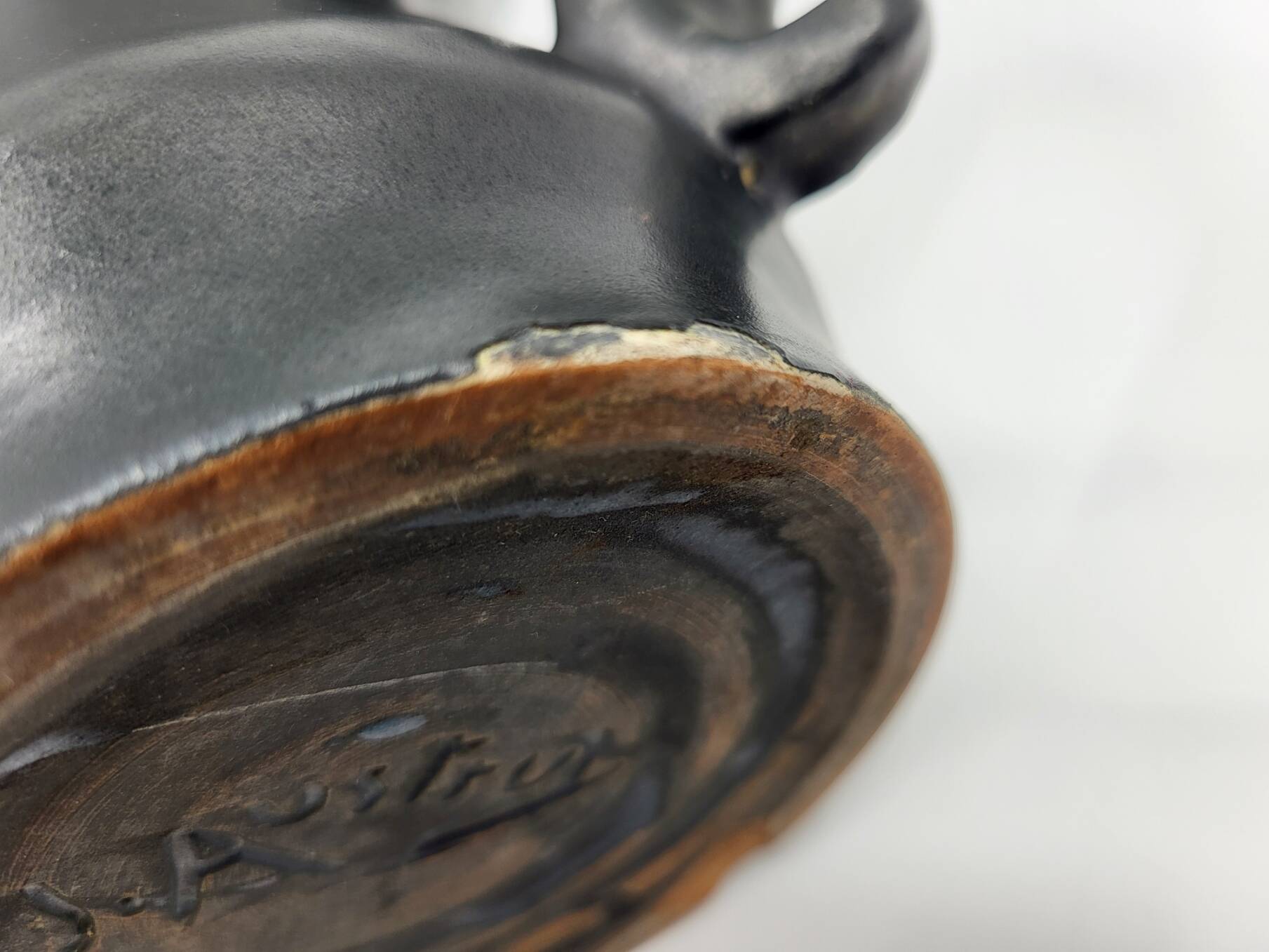 Jean Austruy Black Ceramic Ear Vase French 1950s Vintage