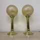 Set of 2 large globe glass table lamps , 1970s