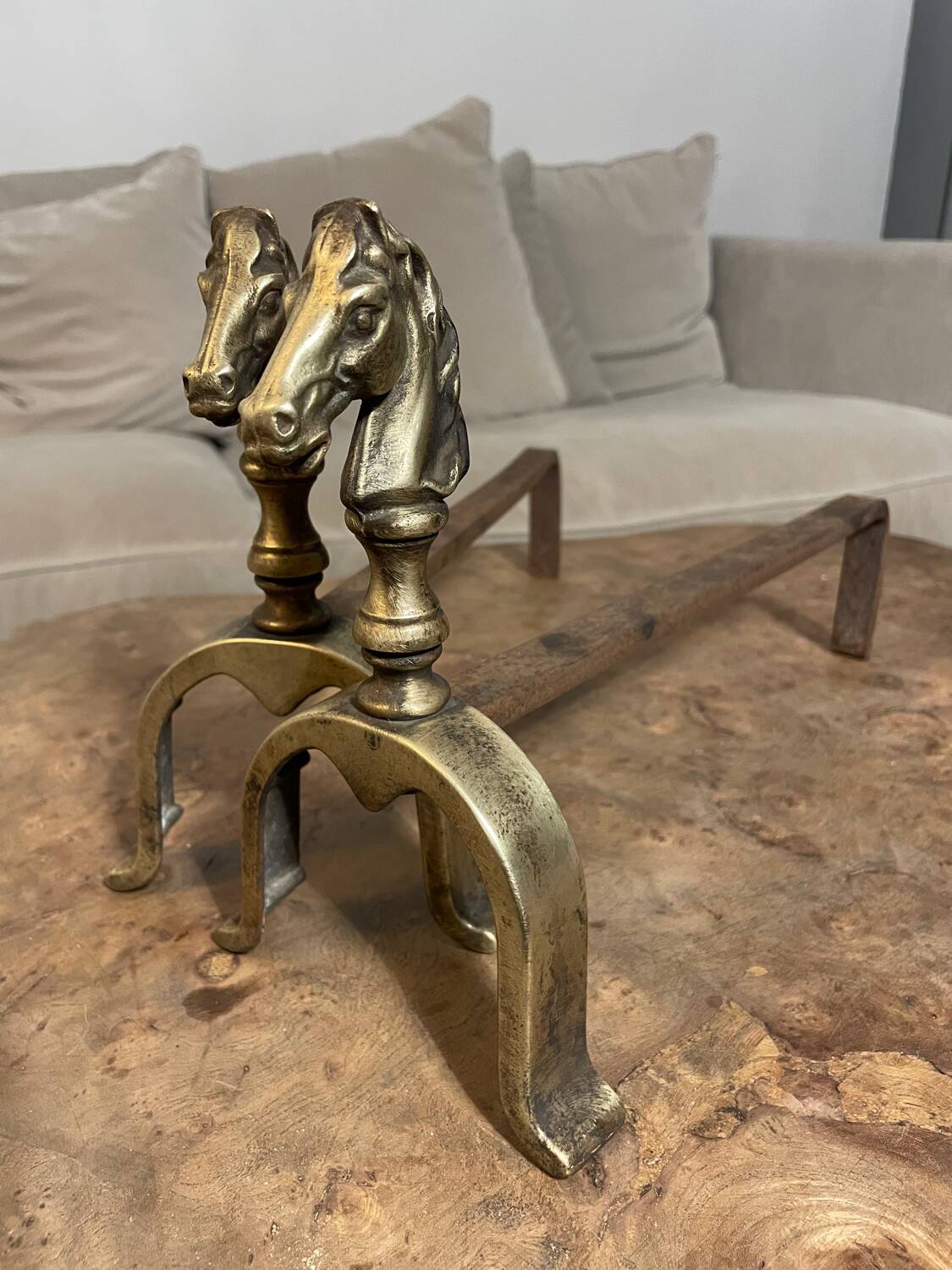 Pair of vintage andirons 1970 Horse head