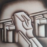 Terracotta geometry -Signed lithograph - jacques Poli