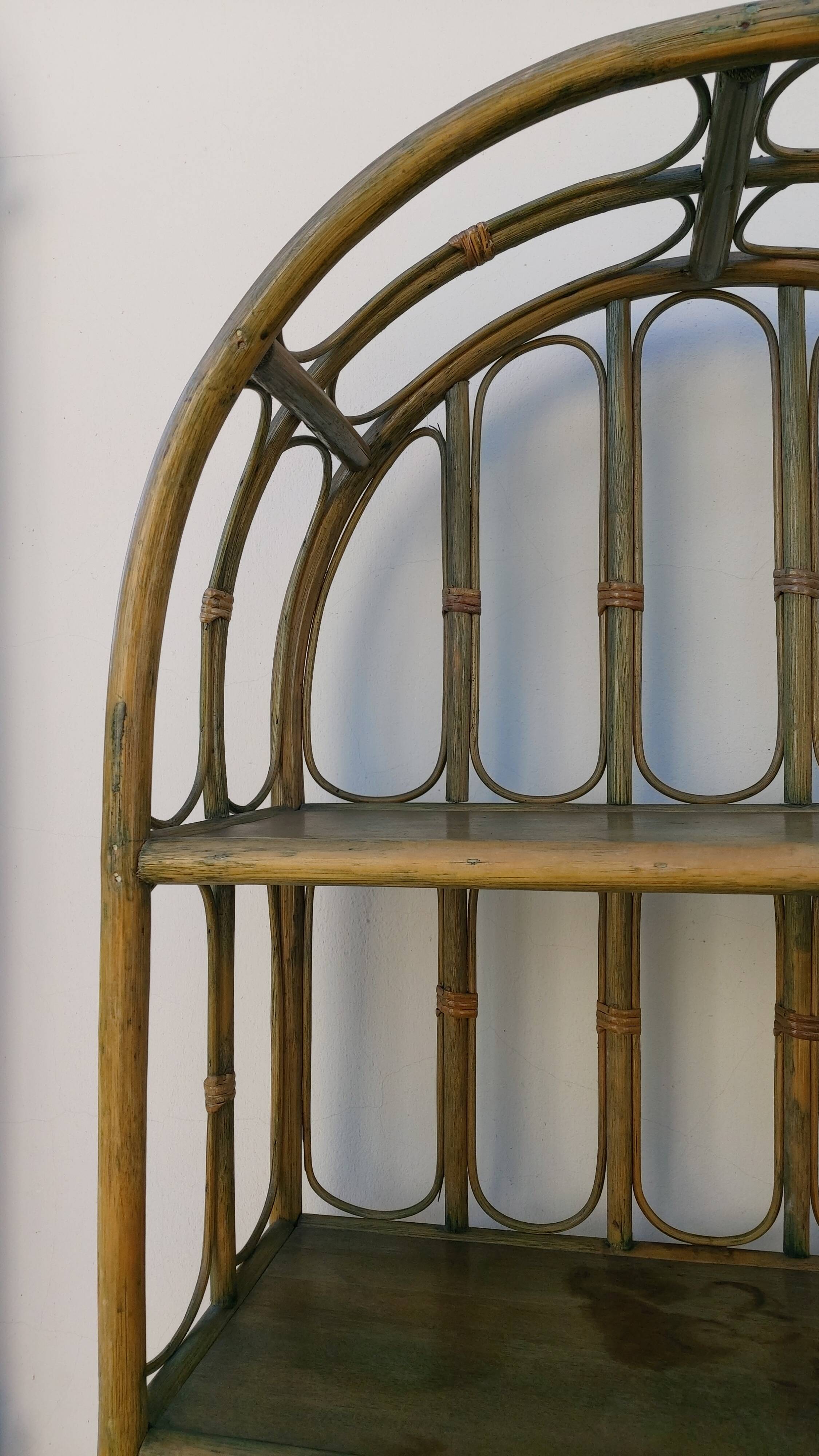 Vintage rattan and bamboo bookcase