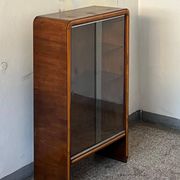 1940's Italian cabinet credenza bar display with glass door art deco style