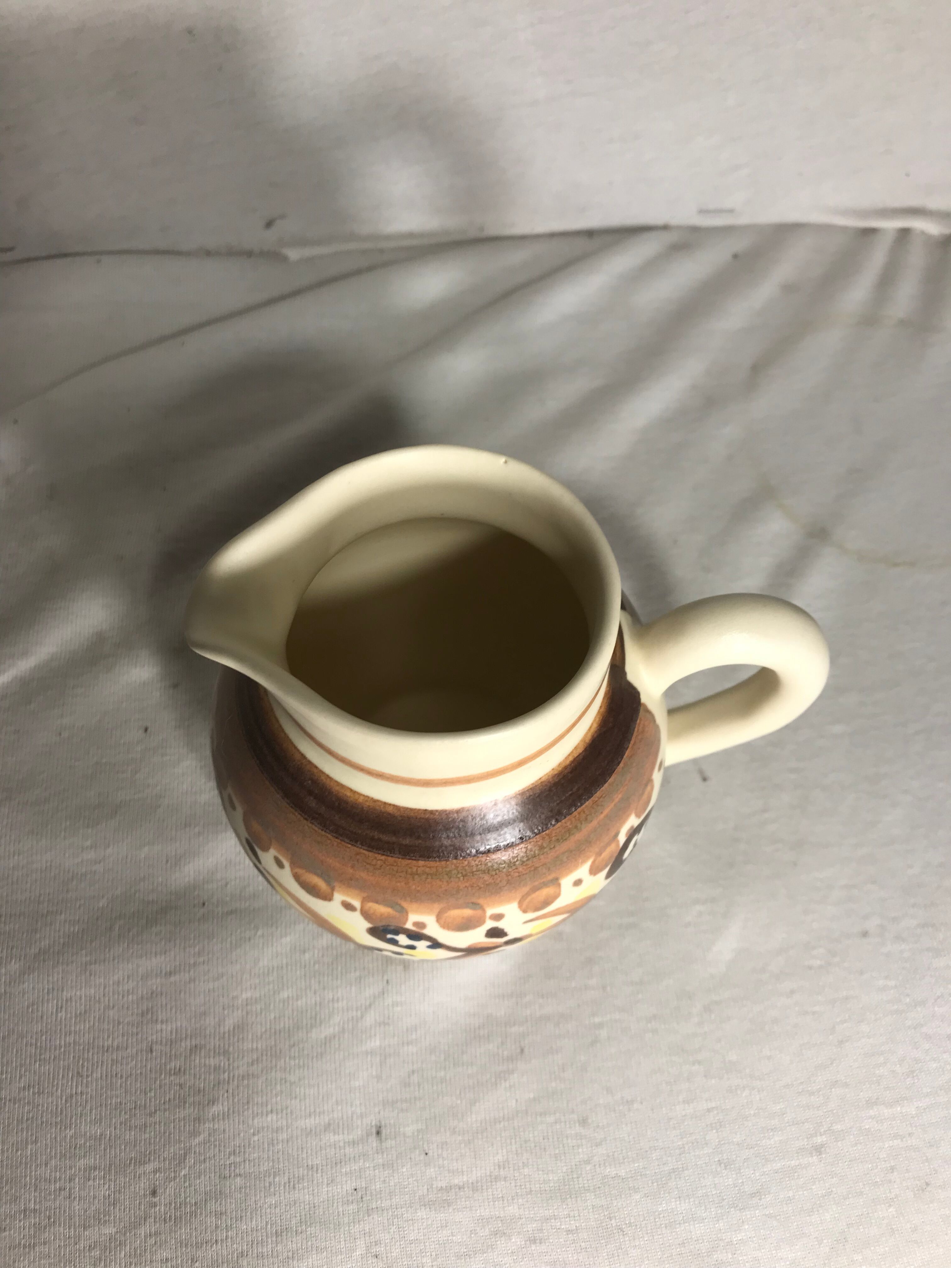 Old Quimper ceramic beige vintage ceramic jug