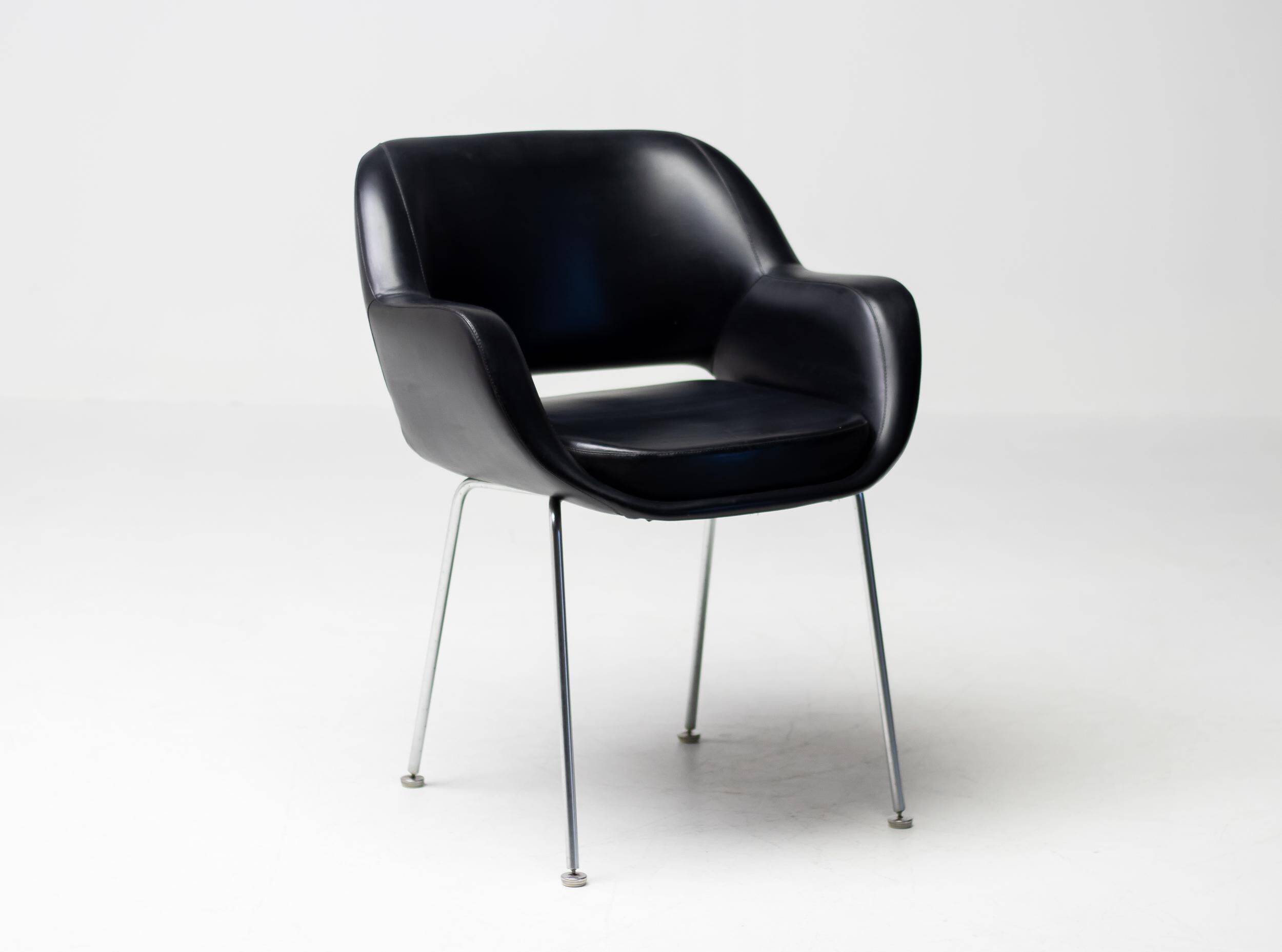 Kilta chair in black Naugahyde by Olli Mannermaa for Martela Oy, Finland, 1960