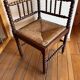 Set of 4 straw seats, turned legs in Bobin style.