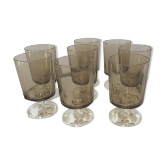 Set of 8 glasses a wine luminarc Arcoroc 1970s