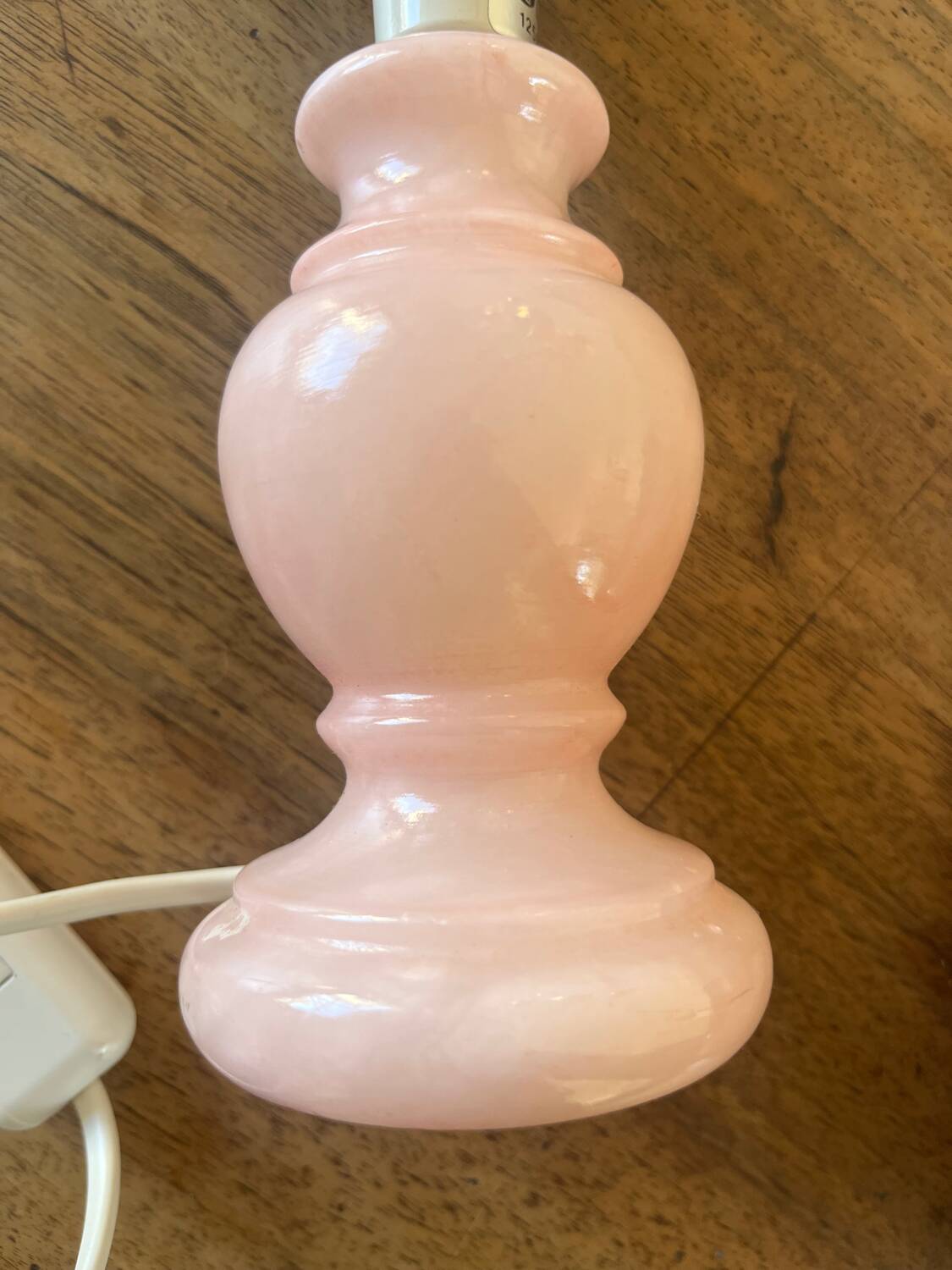 Antique lamp base in rose quartz
