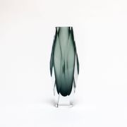 Vintage Geometric Vase in Grey "Sommerso" Murano Glass, Flavio Poli Style