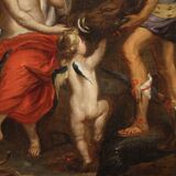 17th century mythological painting, Meleager offers the boar's head to Atalanta