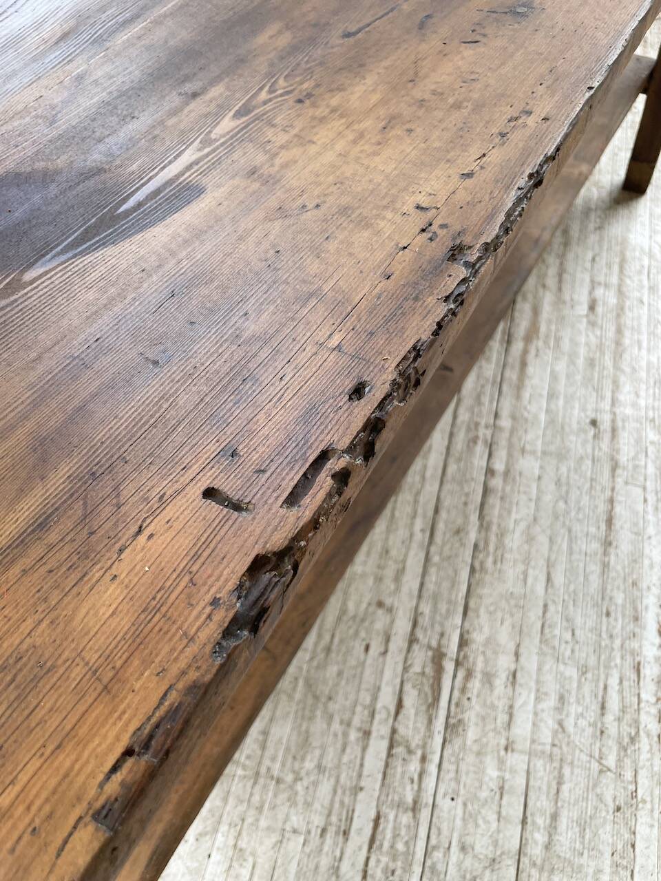 Drapery console table in pine