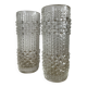 Pair of vintage Bubble roll vases in moulded glass