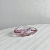 Petit cendrier vintage en verre rose translucide