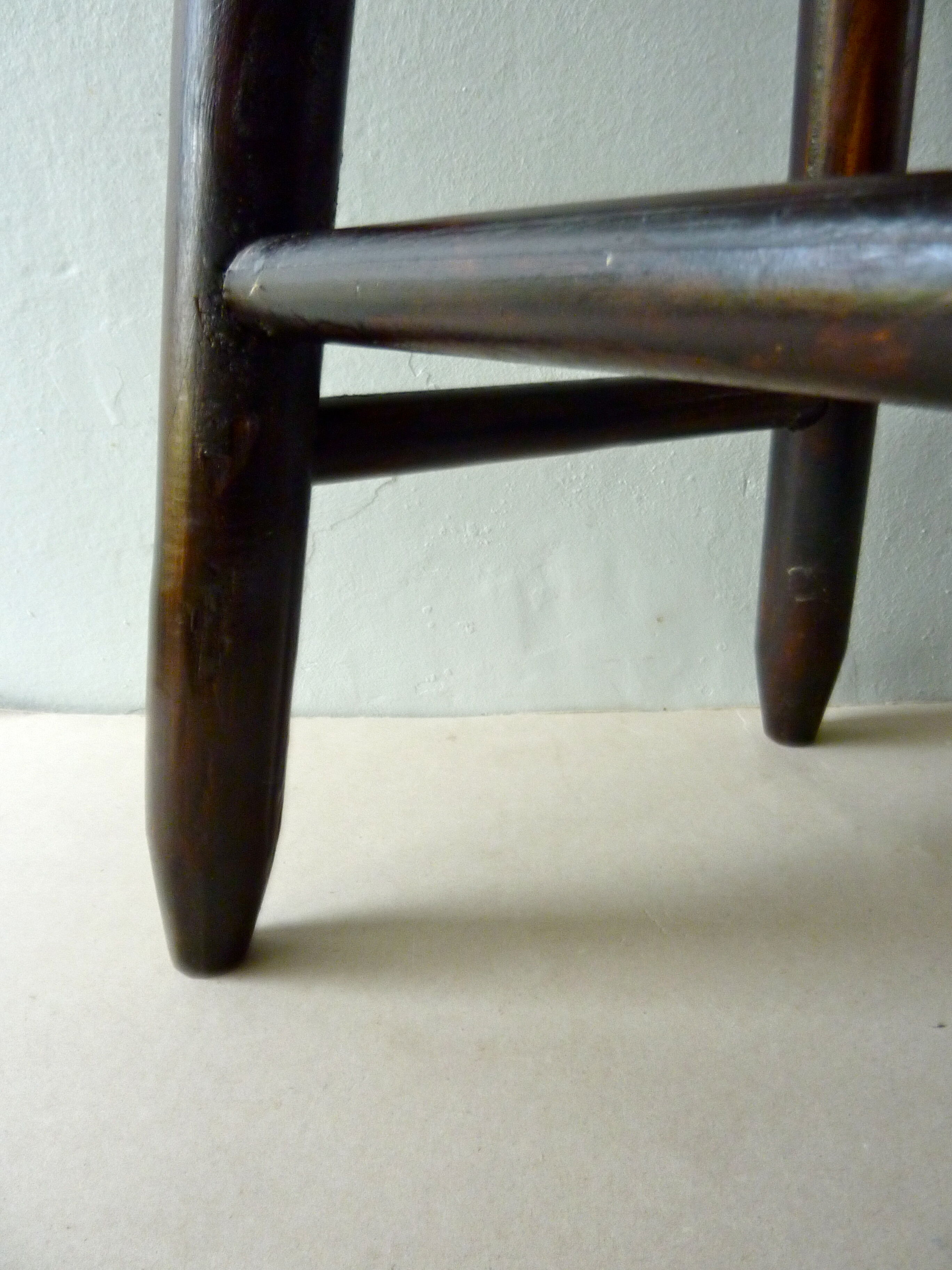 Wooden stool massive dark years 70