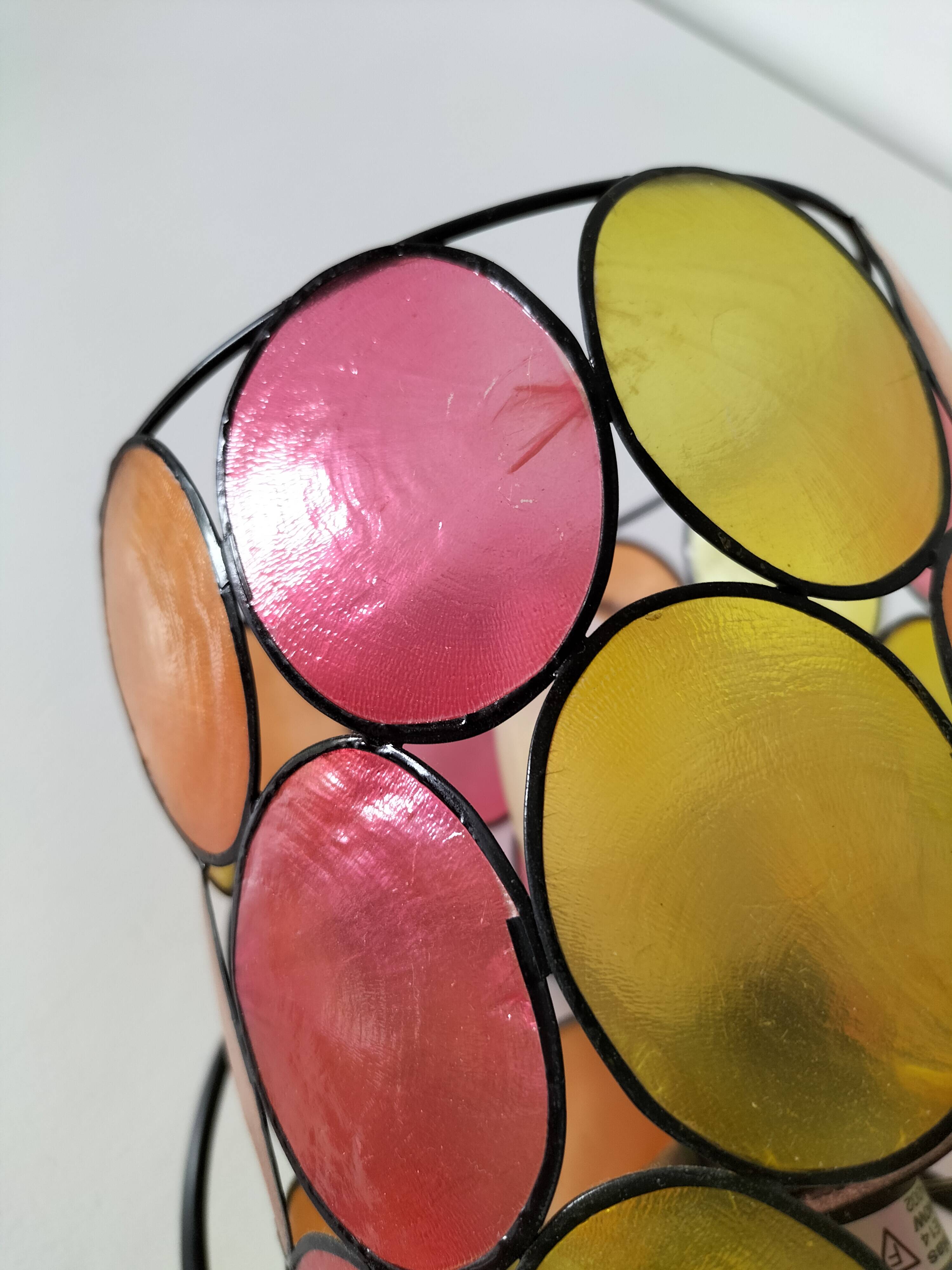 Bohemian mood lamp in Capiz shell and metal - Asian crafts