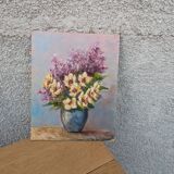 Bouquet of flowers, oil on cardboard