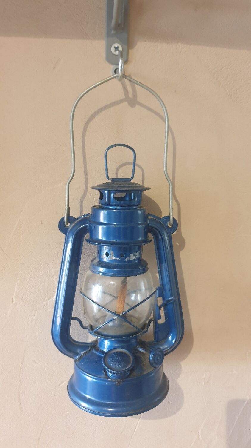 Lampe tempête bleu vintage