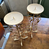 Pair of wrought iron candle holders