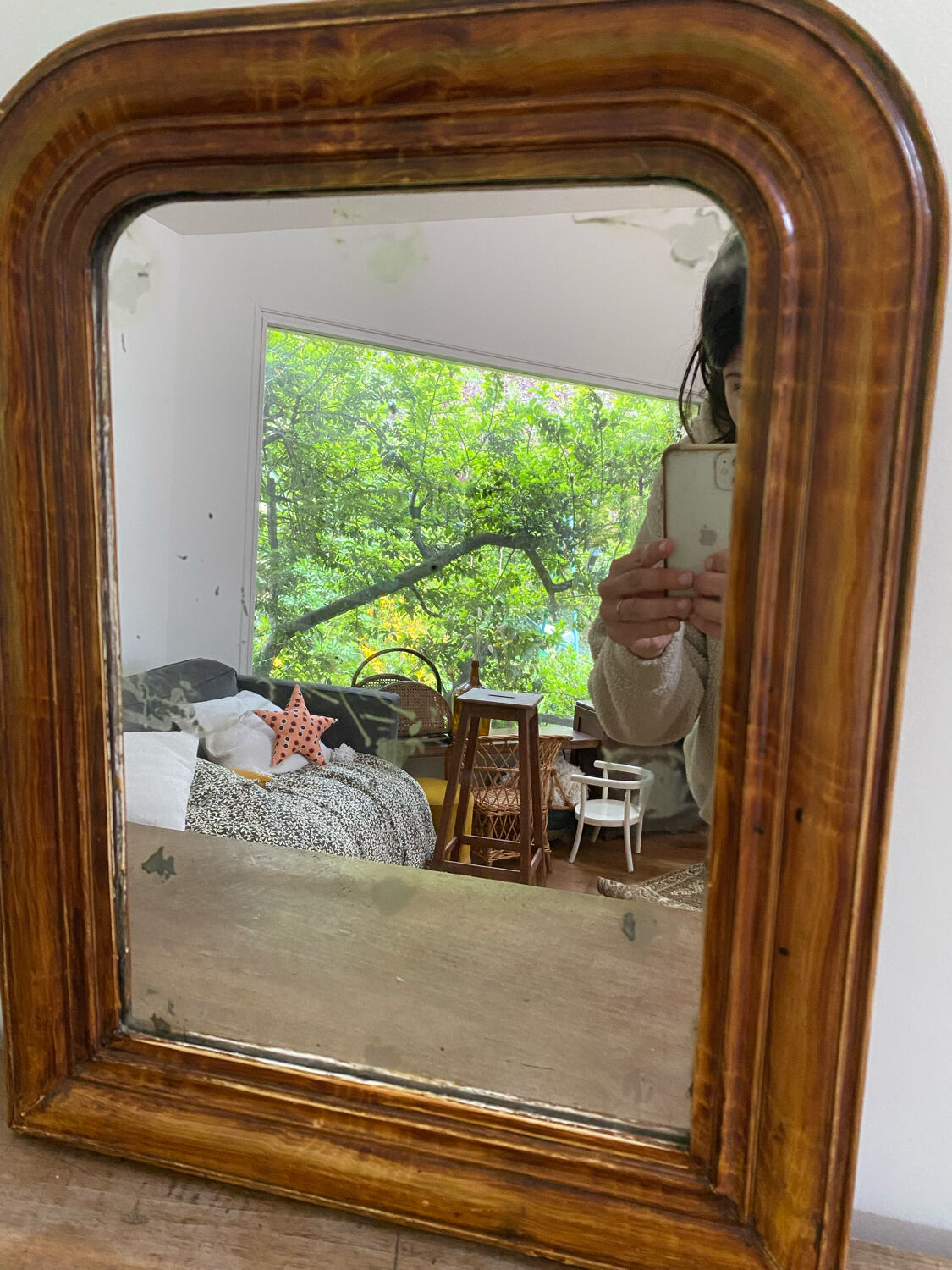 Antique Louis Philippe mirror with wooden plate