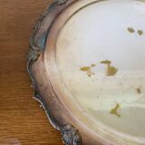 Antique Silver Serving Dish with Floral Art Nouveau Decoration Vintage