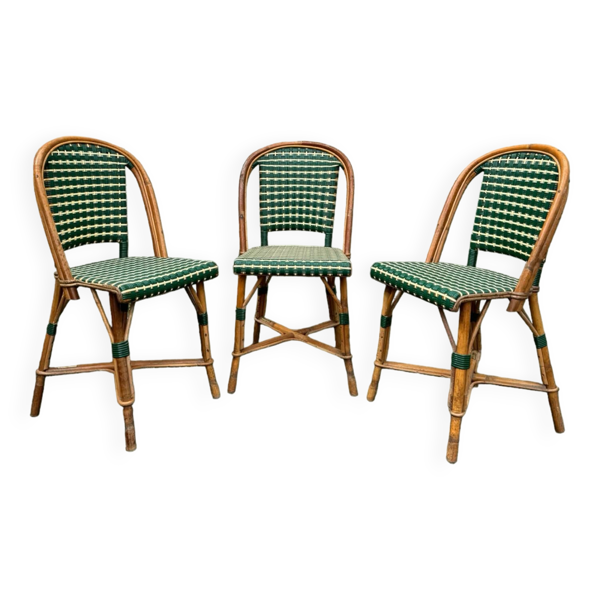 Set of 3 woven rattan bistro chairs Drucker SA