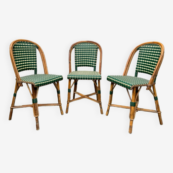 Série de 3 chaises bistrot en rotin tressé Drucker SA