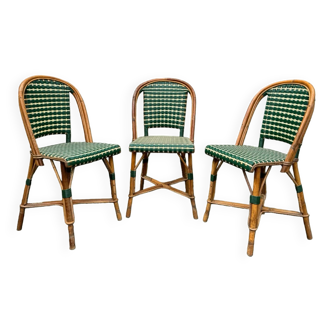 Set of 3 woven rattan bistro chairs Drucker SA